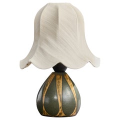 Kähler, Table Lamp, Ceramic, Fabric, Denmark, 1950s