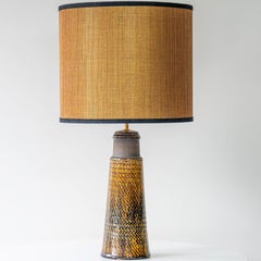 Kähler Tapered Ceramic Lamp, Ochre Custom Lampshade by R. Houben
