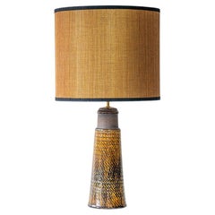 Kähler Tapered Ceramic Lamp, Ochre Custom Lampshade by R. Houben