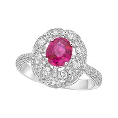 GIA certified 1.07 Carat Purple Pink Sapphire 18 Karat White Gold Ring