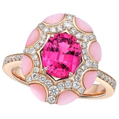 1.92 Carat Pink Sapphire Diamond Opal Rose Gold Ring