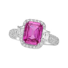 GIA Verlobungsring, GIA 2,64 Karat lila-rosa Saphir 18 Karat Weißgold