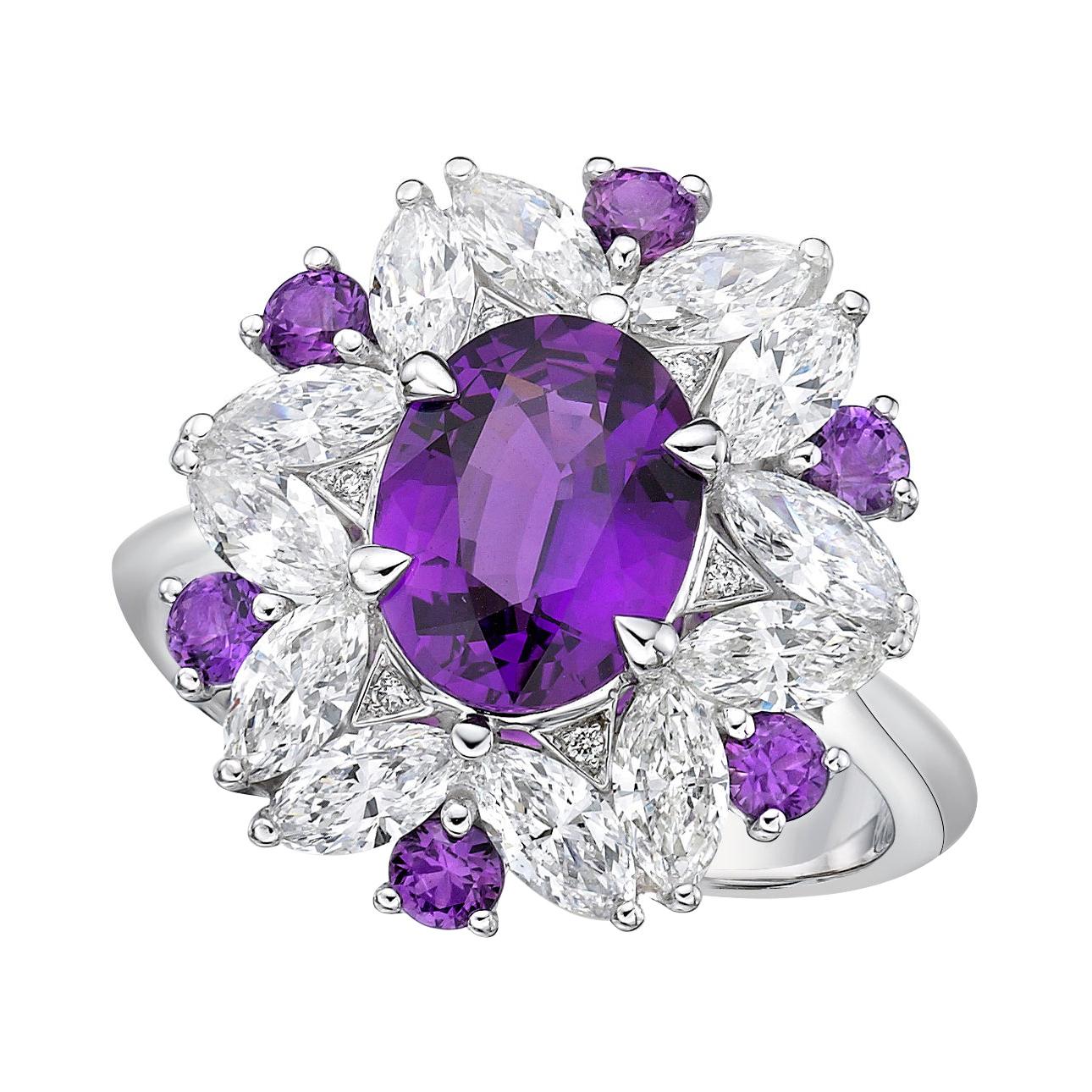 Kahn GIA Certified 2.17 Carat Pink- Purple Unheat Sapphire Ring
