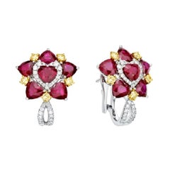 KAHN Ruby and Yellow Diamond Earring