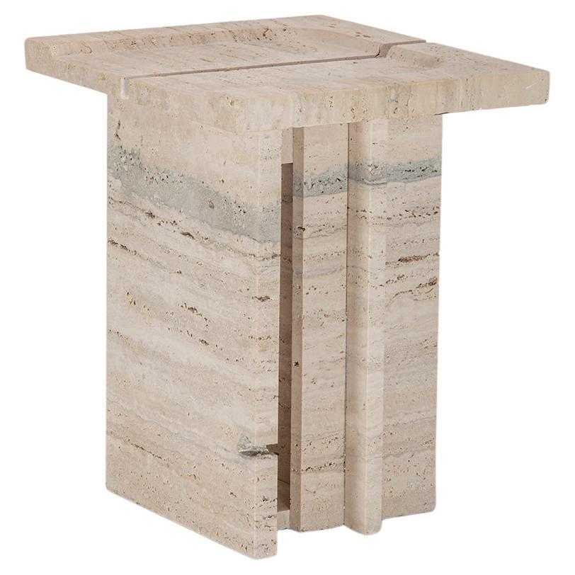 New Handcrafted Stool Kahn is made from Roman Travertine Stone by famous Barcelona-based designer Sanna Völker.
Kahn is a piece of brutal delicacy, a tribute to the design philosophy of the 20th-century architect Louis Kahn, and a recognition of the