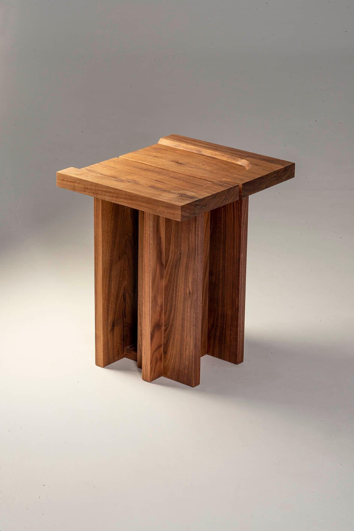 Spanish Kahn Wood by Sanna Völker, Walnut Wood Stool For Sale