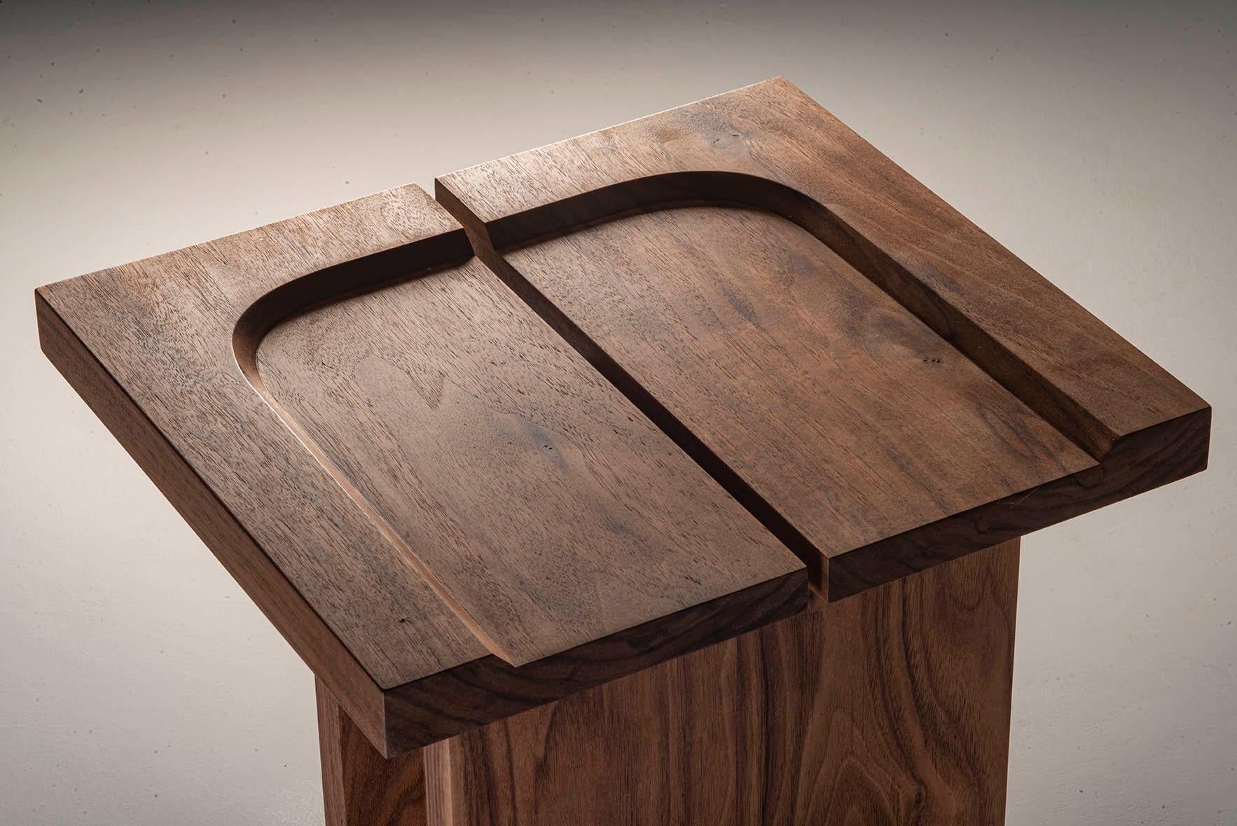 Contemporary Kahn Wood by Sanna Völker, Walnut Wood Stool For Sale