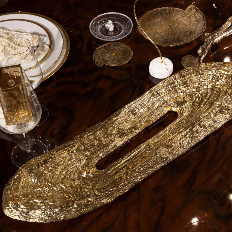 Contemporary Kahy - Gold tray; brass tray; Textured tray; Organic Design; Gold serveware For Sale