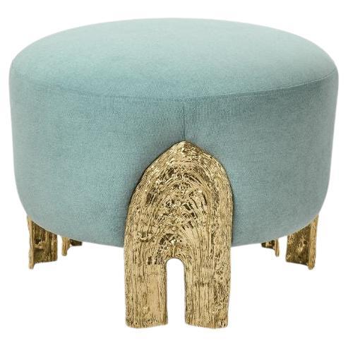 Kahy - Stool; brass details; organic design; bedroom stool; living room stool For Sale
