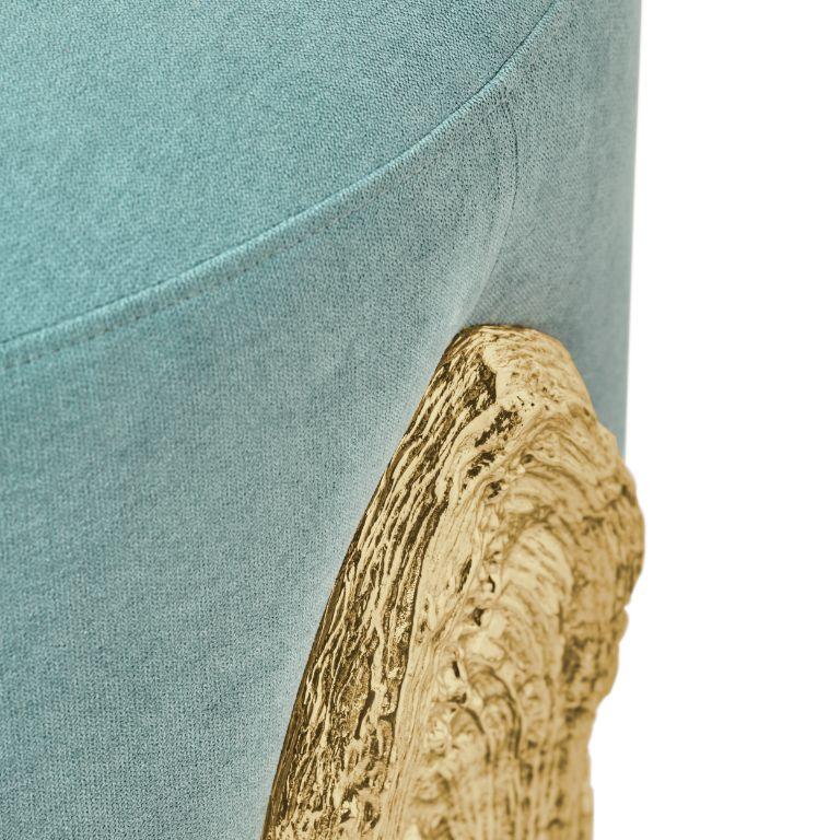 Portuguese Kahy Stool – Organic Design with Elegant Brass Details for Bedroom & Living Room For Sale