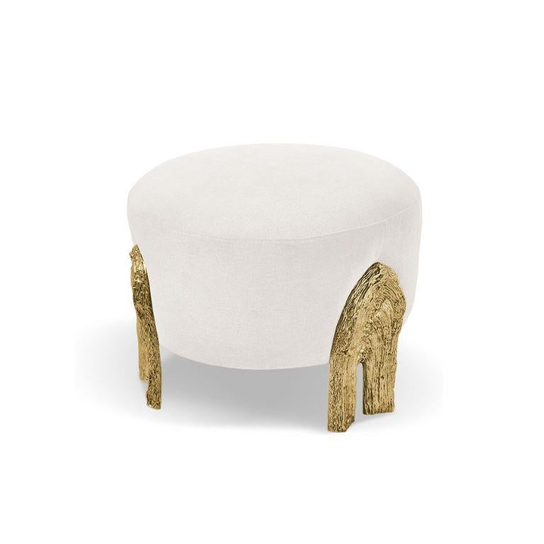 Kahy Stool – Organic Design with Elegant Brass Details for Bedroom & Living Room