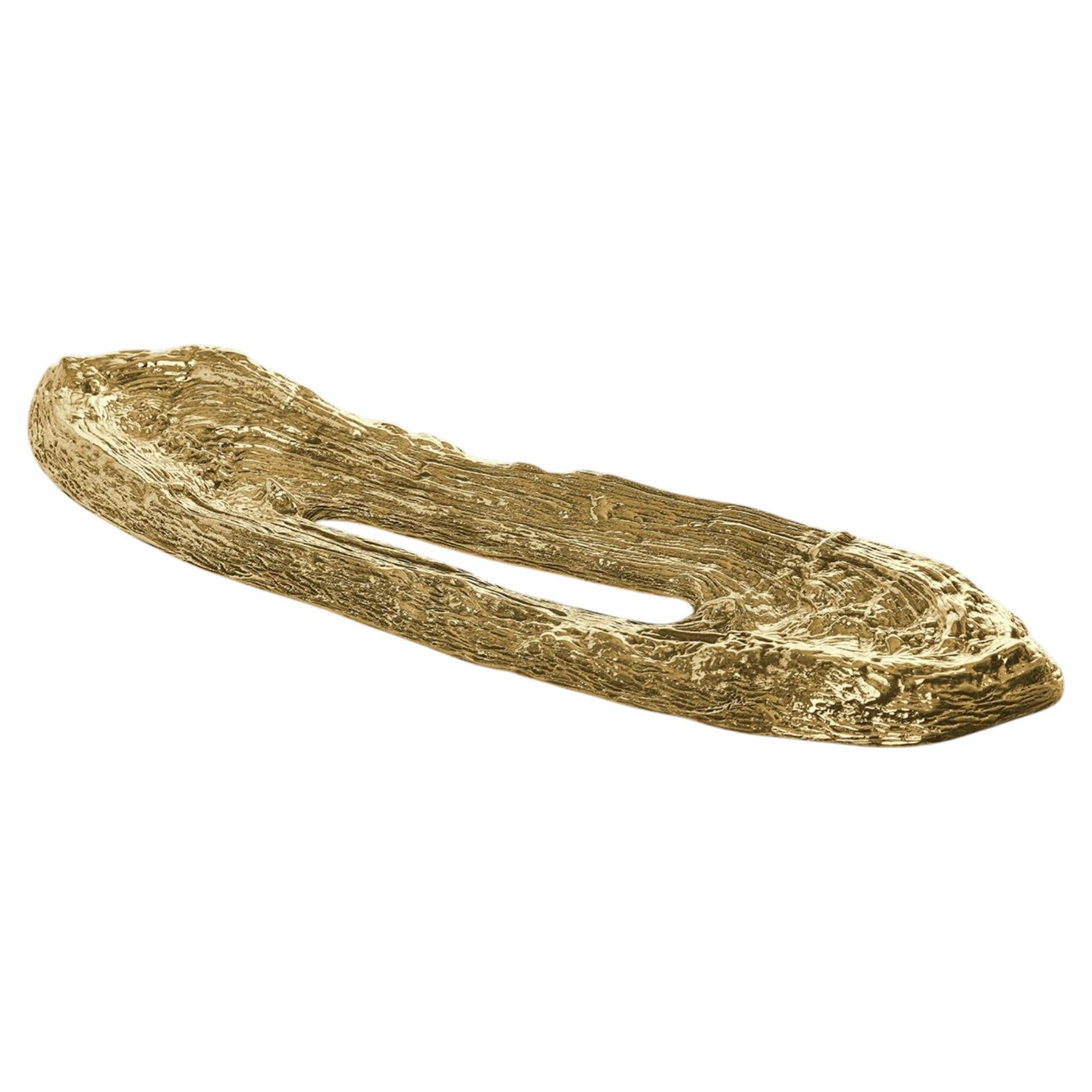 Kahy Tray in Polished Brass with Organic-Inspired Design For Sale