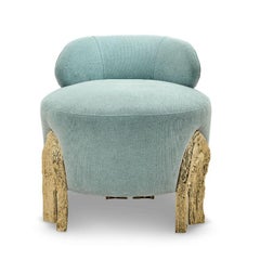 Kahy - Vanity Chair with brass gold polished finish