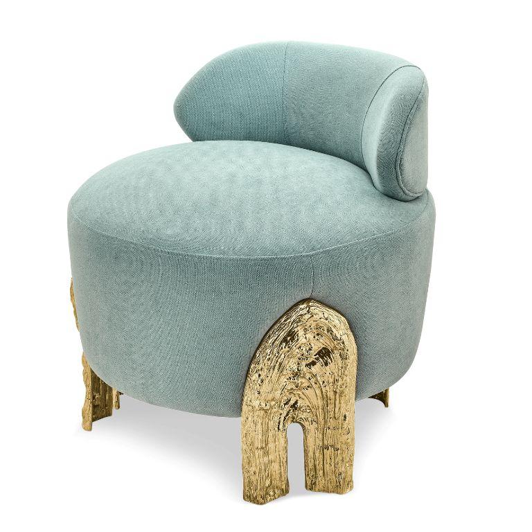 Portuguese Kahy - Vanity Chair with brass gold polished finish For Sale