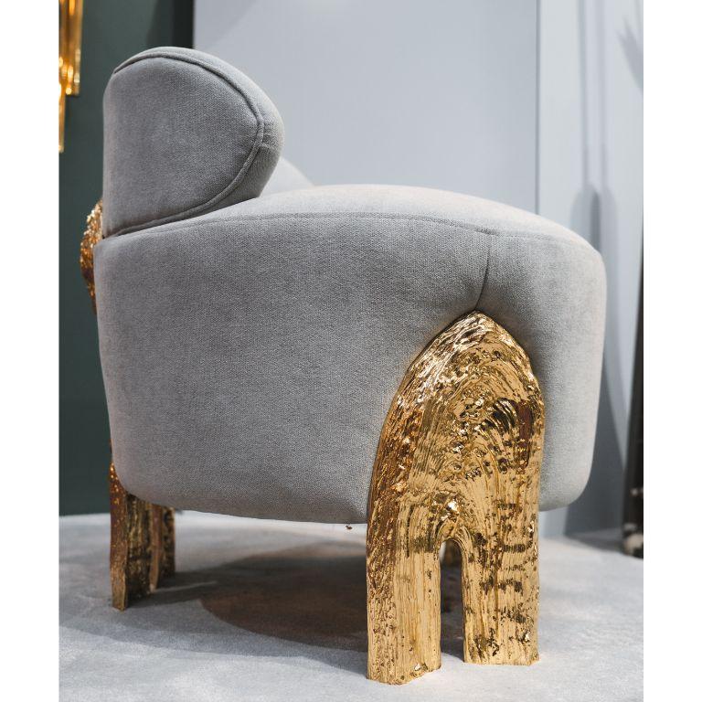 Kahy - Vanity Chair with brass gold polished finish In New Condition For Sale In Porto, PT
