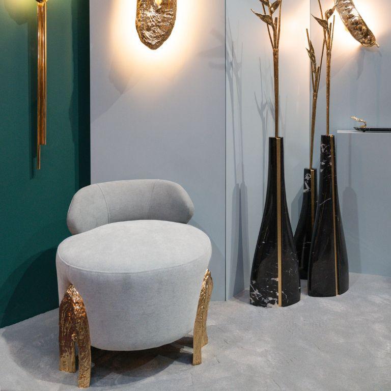 Contemporary Kahy - Vanity Chair with brass gold polished finish For Sale