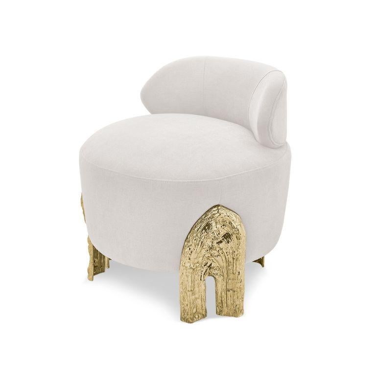 Organic Modern Kahy - Vanity Chair with brass gold polished finish For Sale