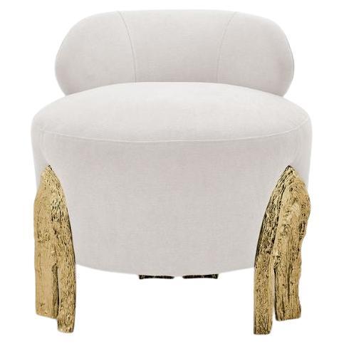 Kahy - Vanity Chair with brass gold polished finish For Sale