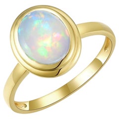 Kai 1.50ctw Oval Cut Natural Fire Opal Ring in 14K Solid Gold