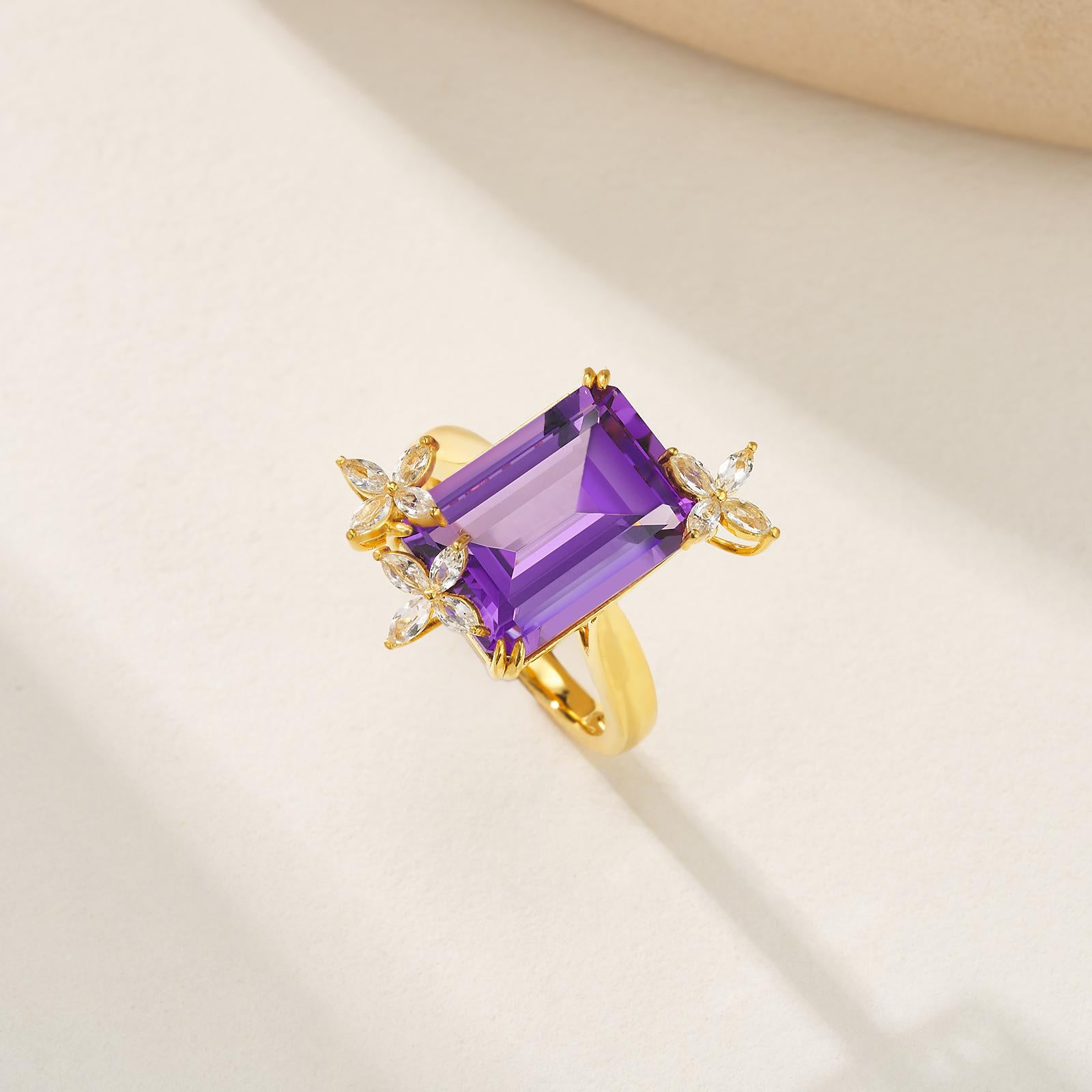 Donna Anello Kai Kai 7,90ctw Ametista Zaffiro Bianco Farfalla in vendita