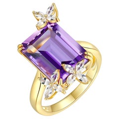 Anello Kai Kai 7,90ctw Ametista Zaffiro Bianco Farfalla