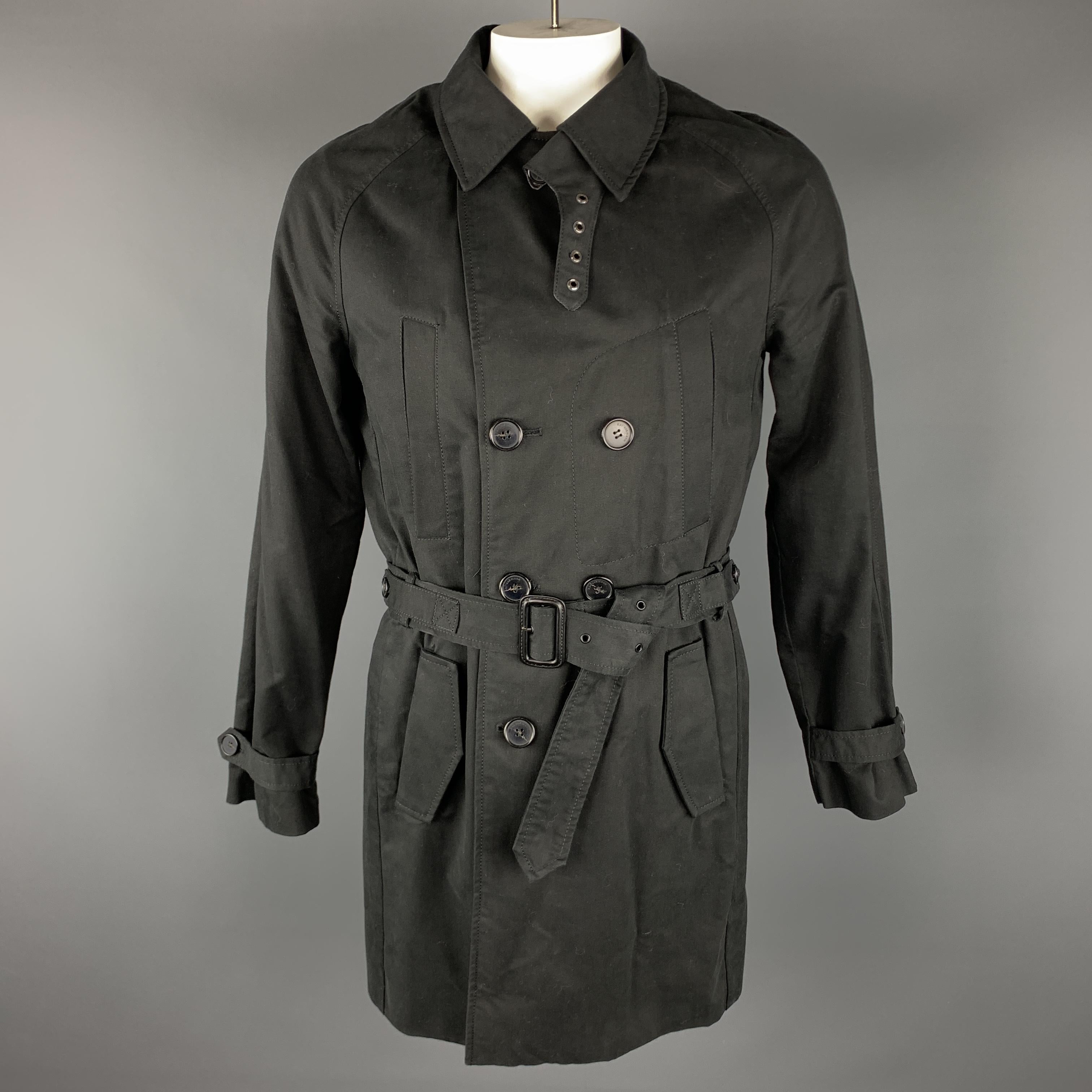 KAI AAKMANN L Black Cotton Double Breasted Trenchcoat 1