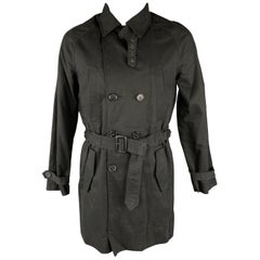 Vintage KAI AAKMANN L Black Cotton Double Breasted Trenchcoat