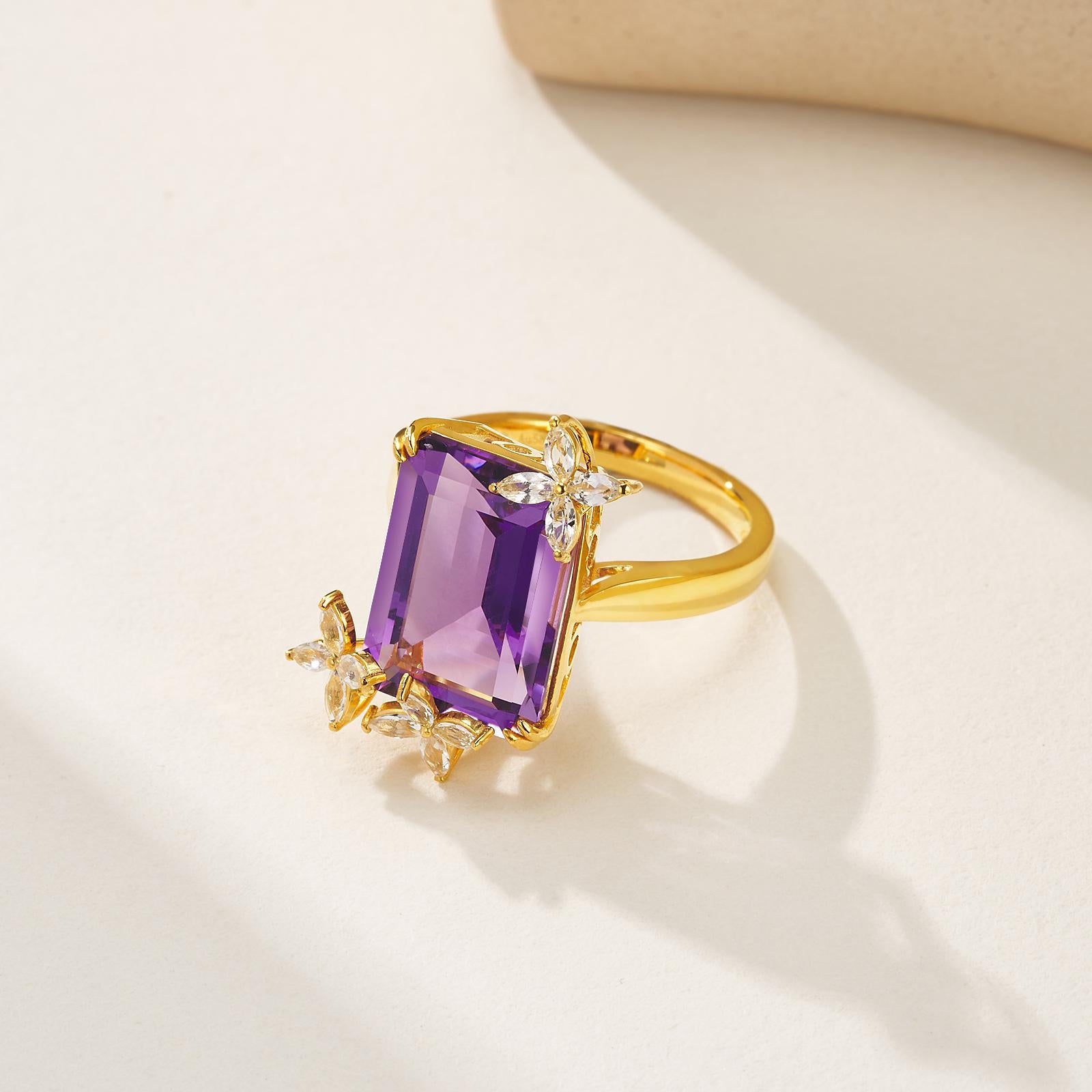 Anillo Mariposa Amatista Zafiro Blanco Kai en venta 1