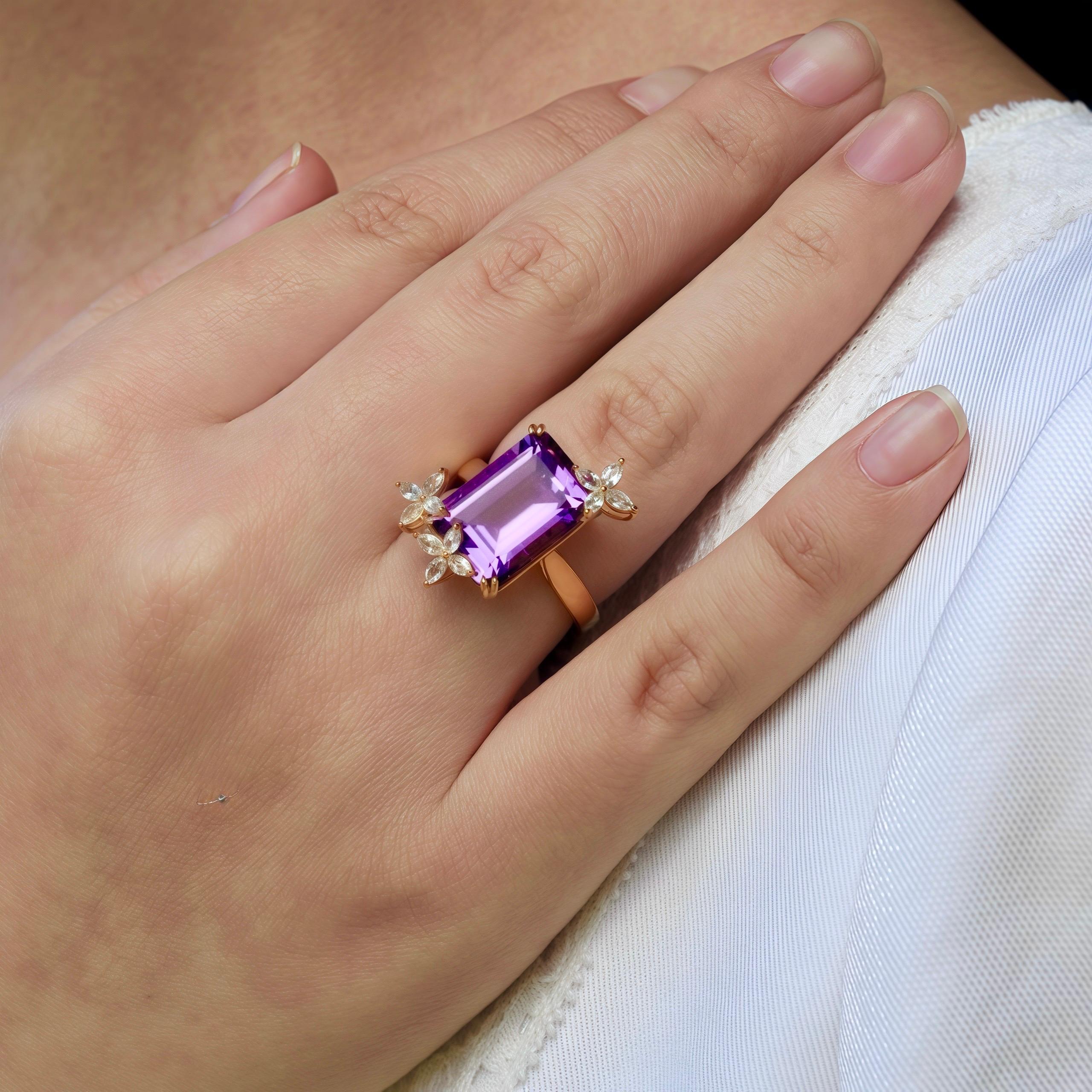 Anillo Mariposa Amatista Zafiro Blanco Kai en venta 2
