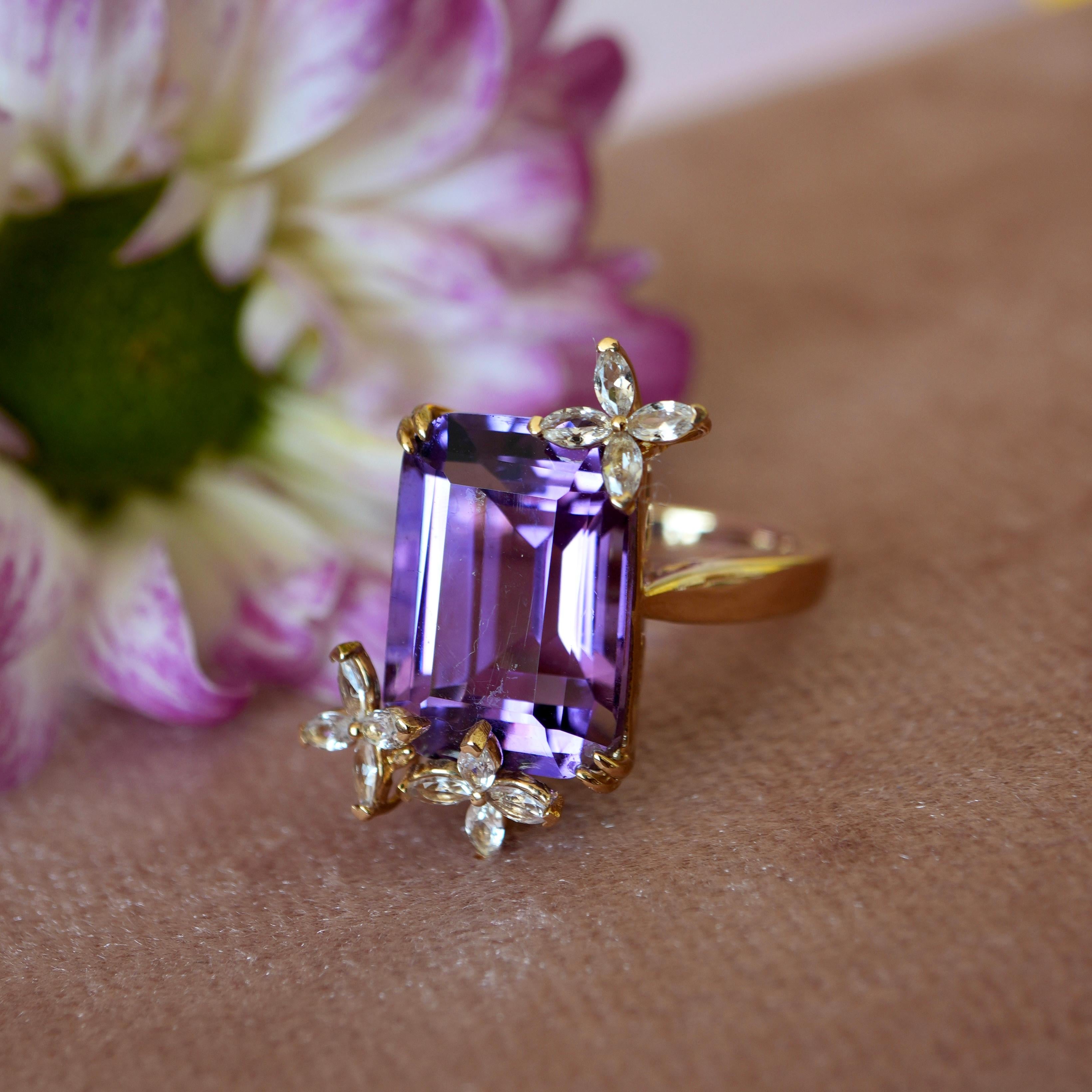 Anillo Mariposa Amatista Zafiro Blanco Kai Moderno en venta