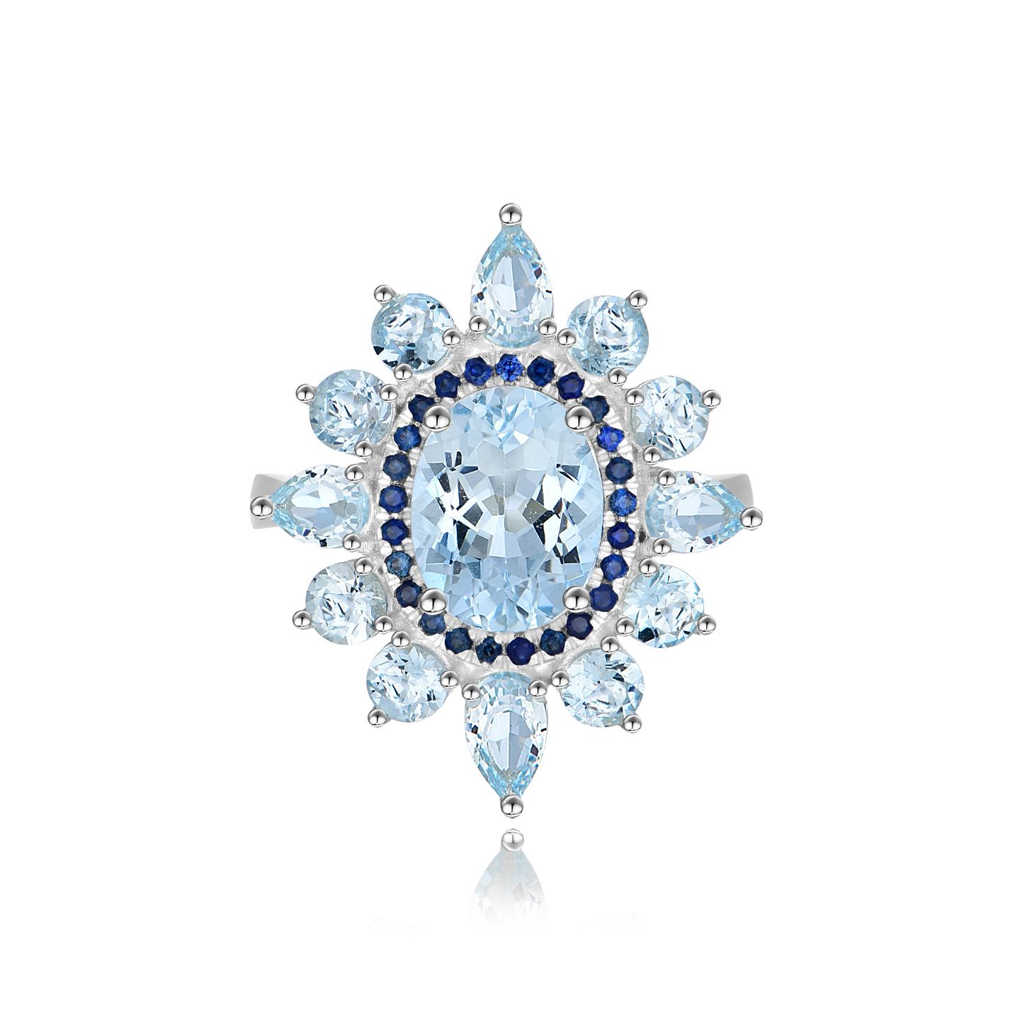Women's Kai Aquamarine Sapphire Cocktail Ring in 14K Yellow Gold For Sale