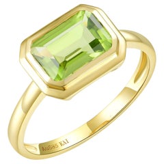 Kai Bella 2.80ctw Emerald-Cut Peridot East-West Ring