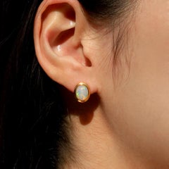 Kai Bella 3.00 ctw Oval Fire Opal Earrings in 14K Solid Gold