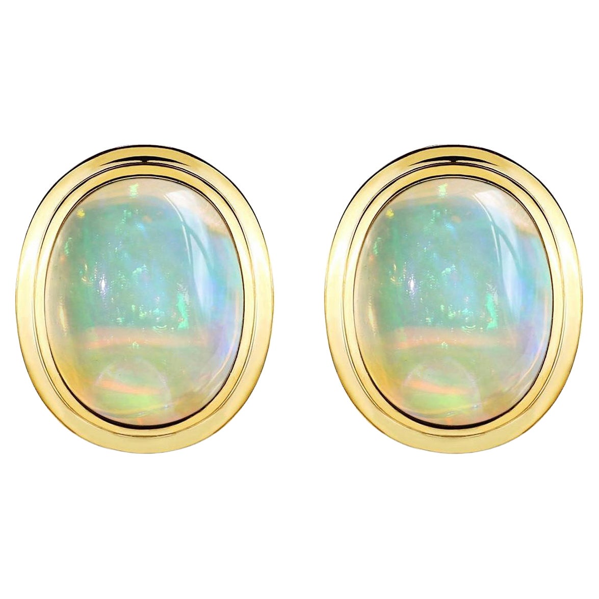 Kai Bella 3.00 ctw Oval Fire Opal Earrings in 14K Solid Gold For Sale