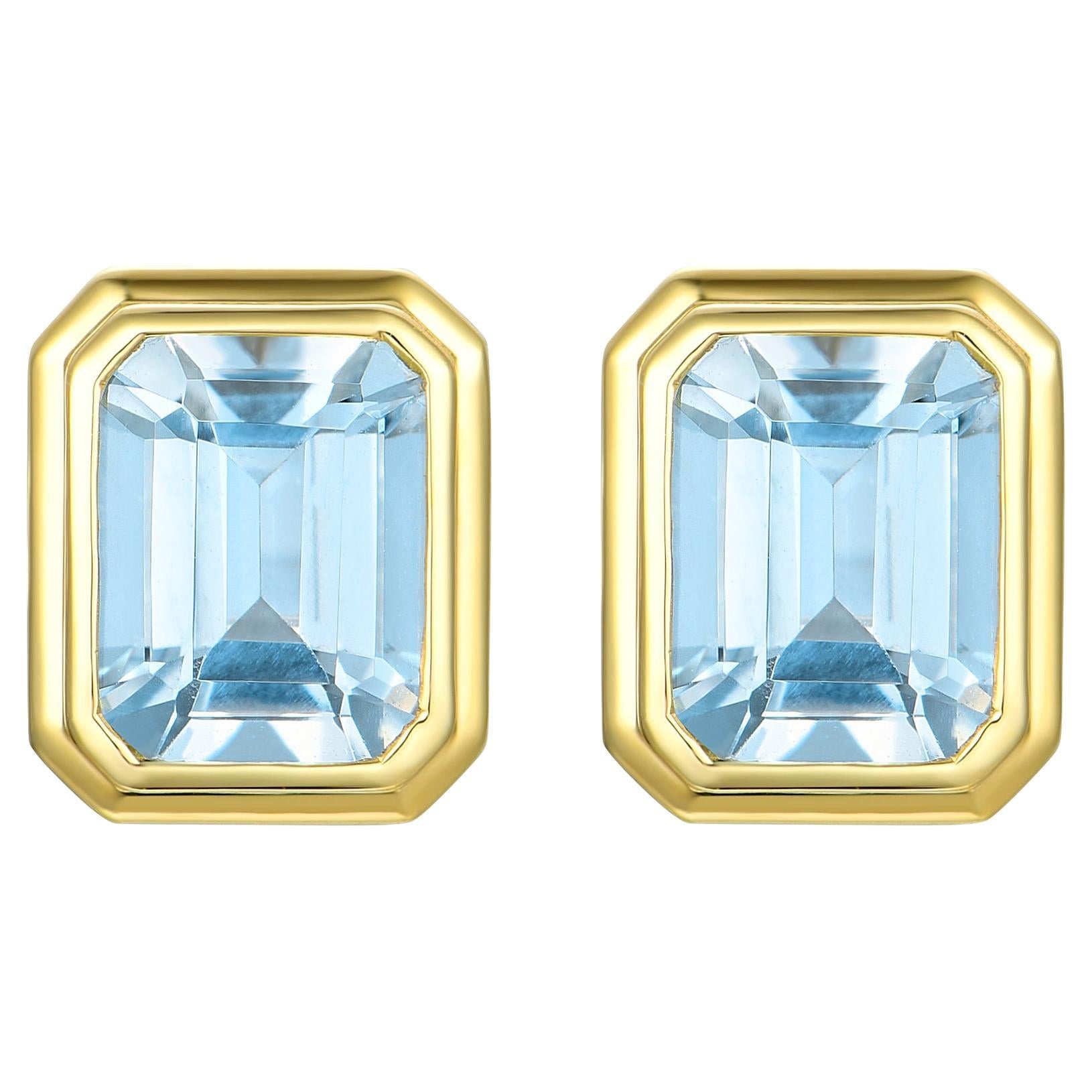 Kai Bella 4,40ctw Aquamarin-Ohrringe im Smaragd-Schliff im Angebot