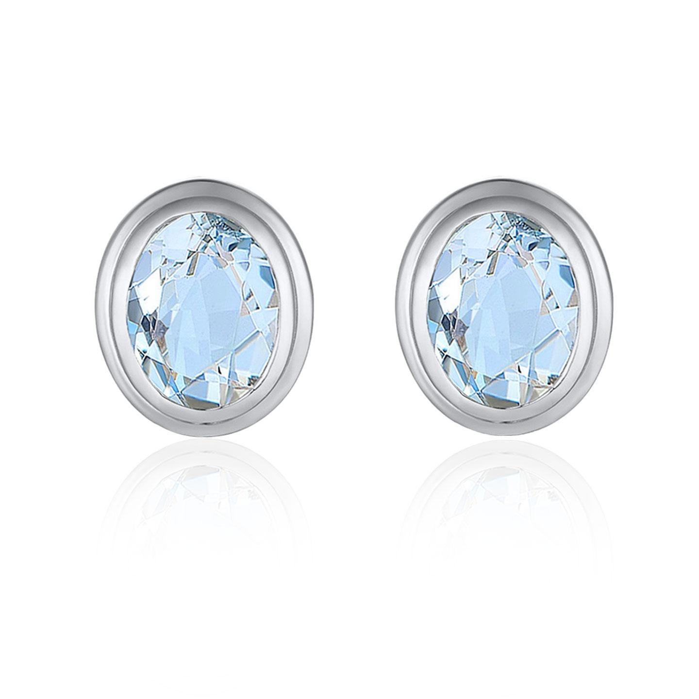 Kai Bella 3.50 ctw Oval Aquamarine Earrings in 14K Solid Gold In New Condition For Sale In Rowland Heights, CA