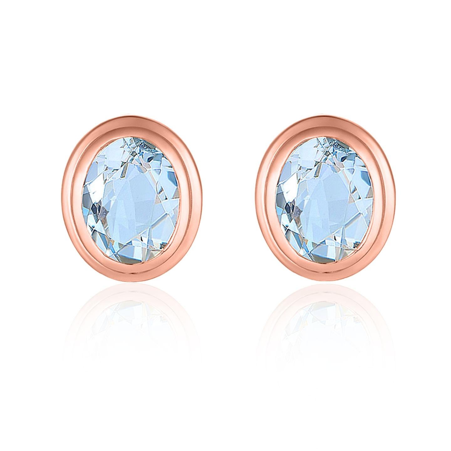 Women's Kai Bella 3.50 ctw Oval Aquamarine Earrings in 14K Solid Gold For Sale
