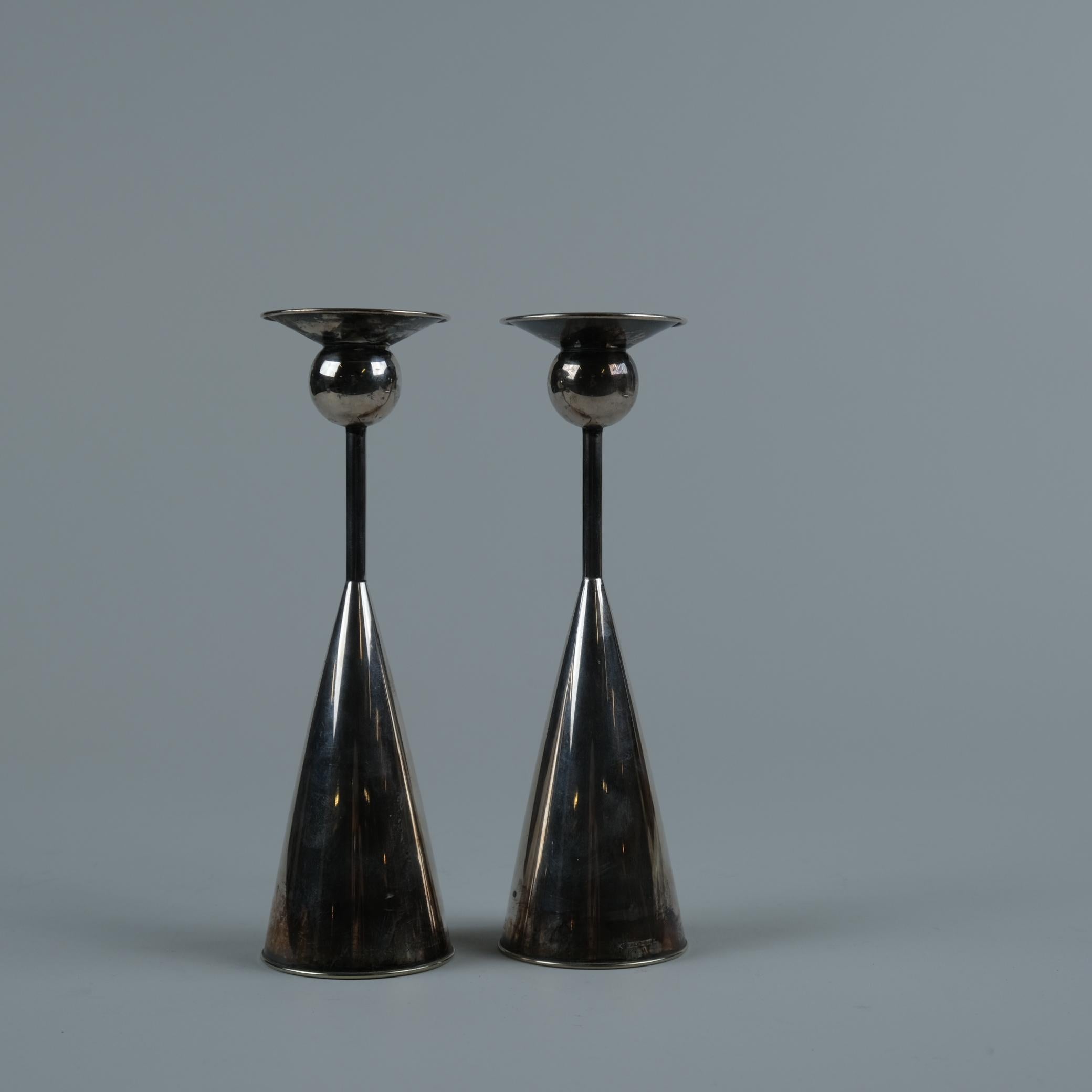 Kai Blomqvist Coppia di portacandele in argento, Kultakeskus Oy 1965 in vendita 2