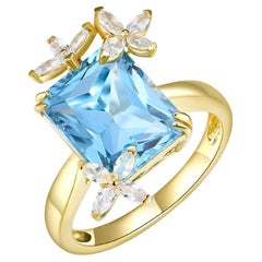 Kai Anillo de Cóctel Zafiro Azul Topacio Mariposa