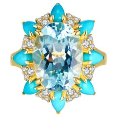 Kai Blue Topaz Turquoise Aquamarine Cocktail Ring