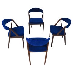 Kai Chairs Rosewood Dining Chairs in Cobalt Royal Blue Mohair