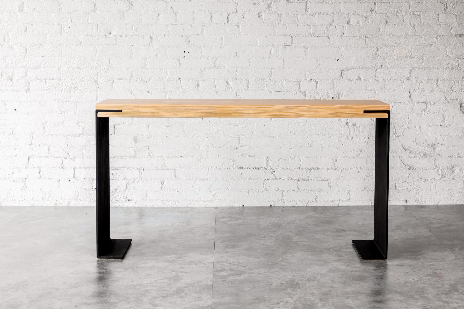 Modern Kai Console Table with Solid Wood and Black Steel by Autonomous Furniture For Sale