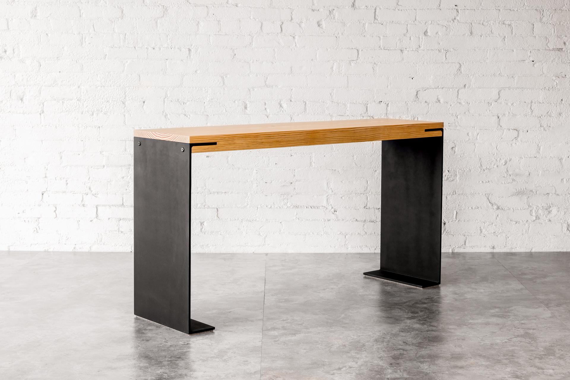 Hand-Crafted Kai Console with Modern Wood and Black Steel Legs by Autonomous Furniture For Sale