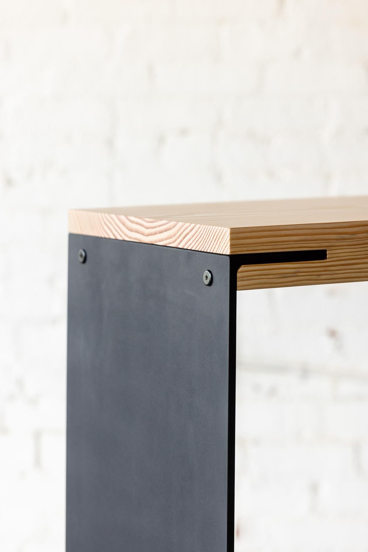 Ash Kai Console with Modern Wood and Black Steel Legs by Autonomous Furniture For Sale