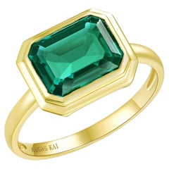 Kai Contemporary 14K Gold 2.00ct Lab-Grown Emerald East-West Ring
