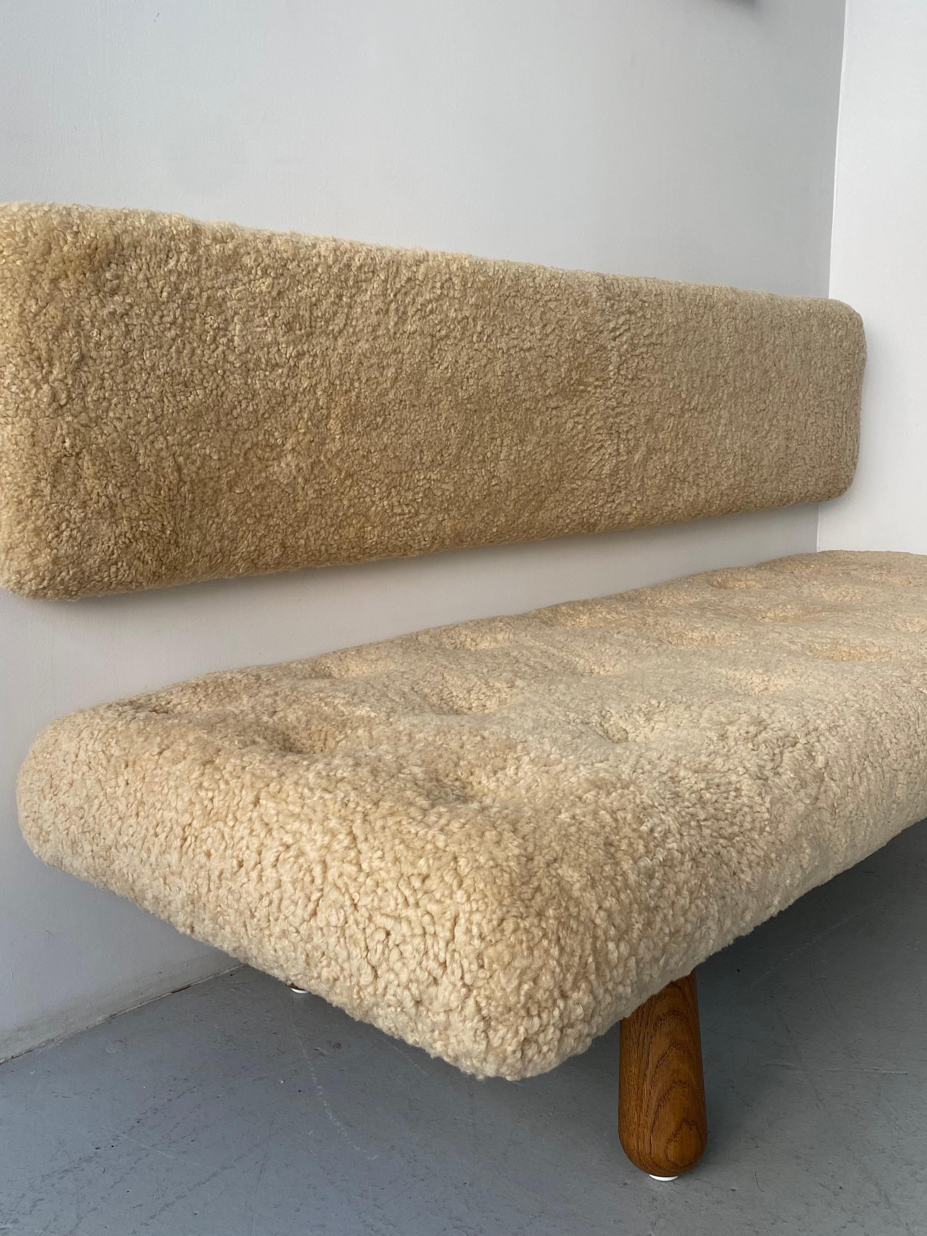 Contemporary ‘Kai’ Couch in Swedish Pine and Australian Shearling