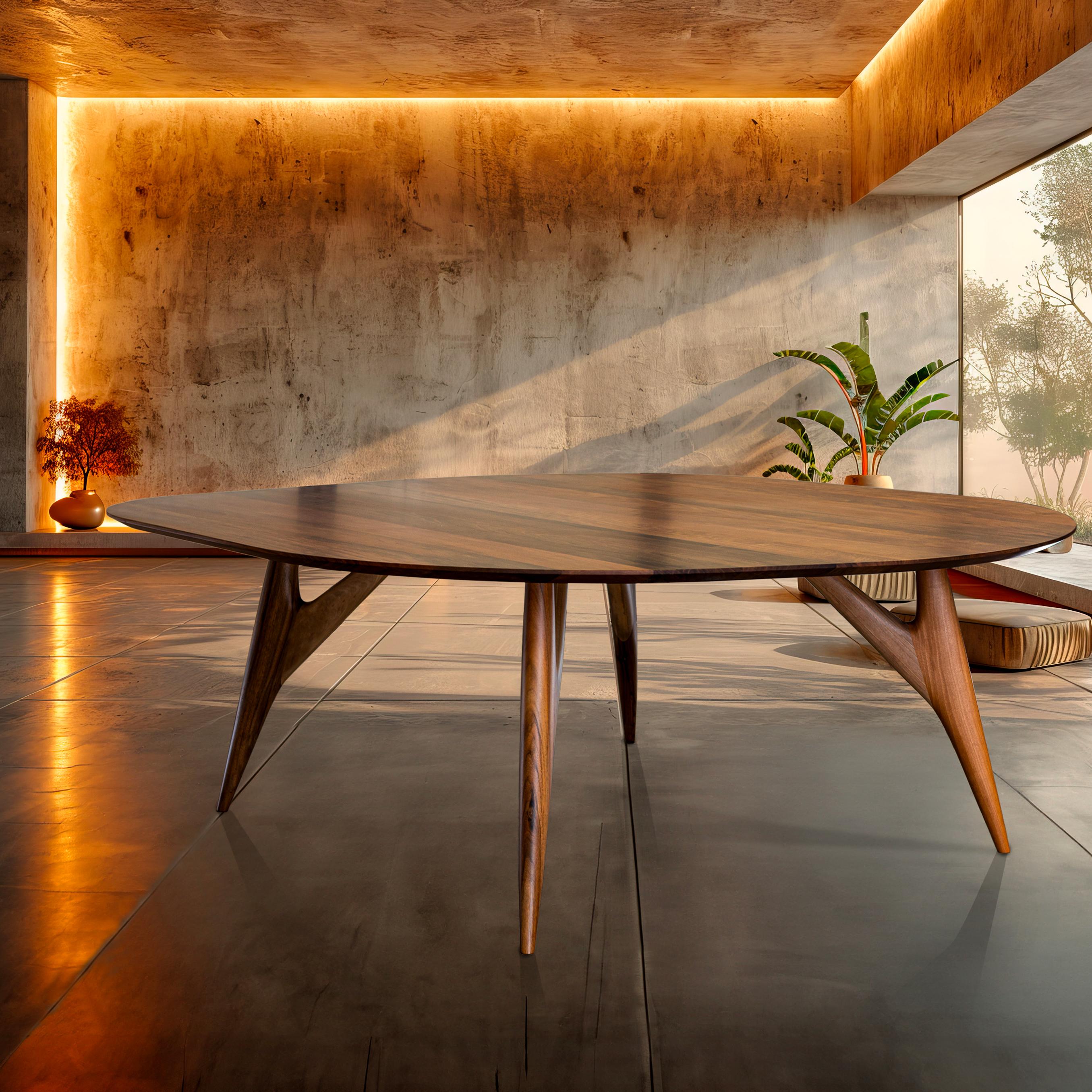 Modern Kai Dining Table in Solid Walnut, Italian Design, Customizable Finish For Sale