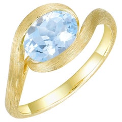 Kai Eternal Wave Oval Aquamarine East-West Ring