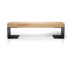Kai Solid Fir Wood and Black Steel Hallway Bench by Autonomous Furniture