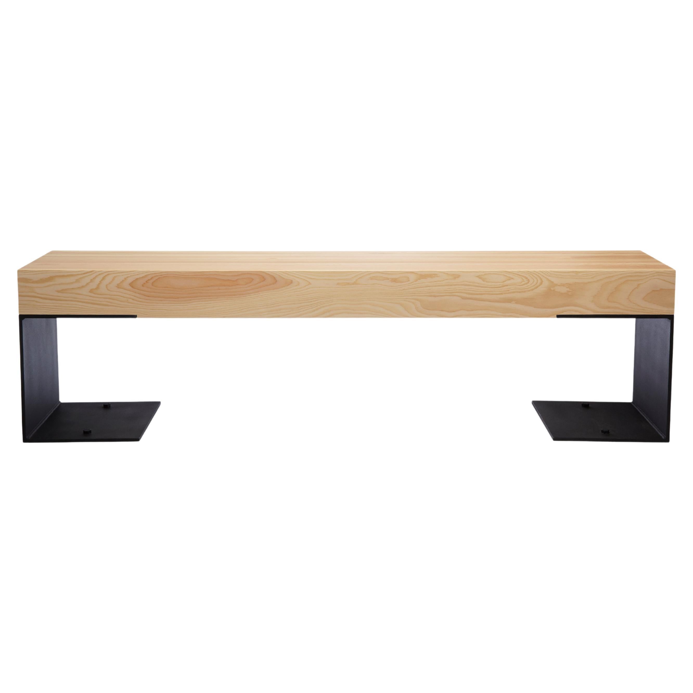 Kai Solid Fir Wood and Black Steel Hallway Bench by Autonomous Furniture